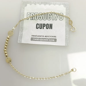 PULSERA TEJIDO ESPECIAL CON BOLITAS 14K 18 CM 1.7 GR (NUEVO)