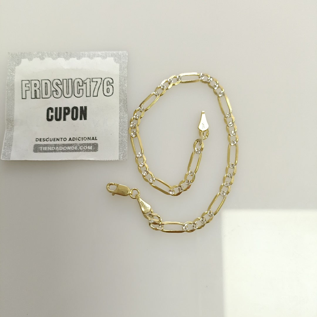 PULSERA 3X1 DIAMANTADA 14K 18 CM 4.5 GR (NUEVO)