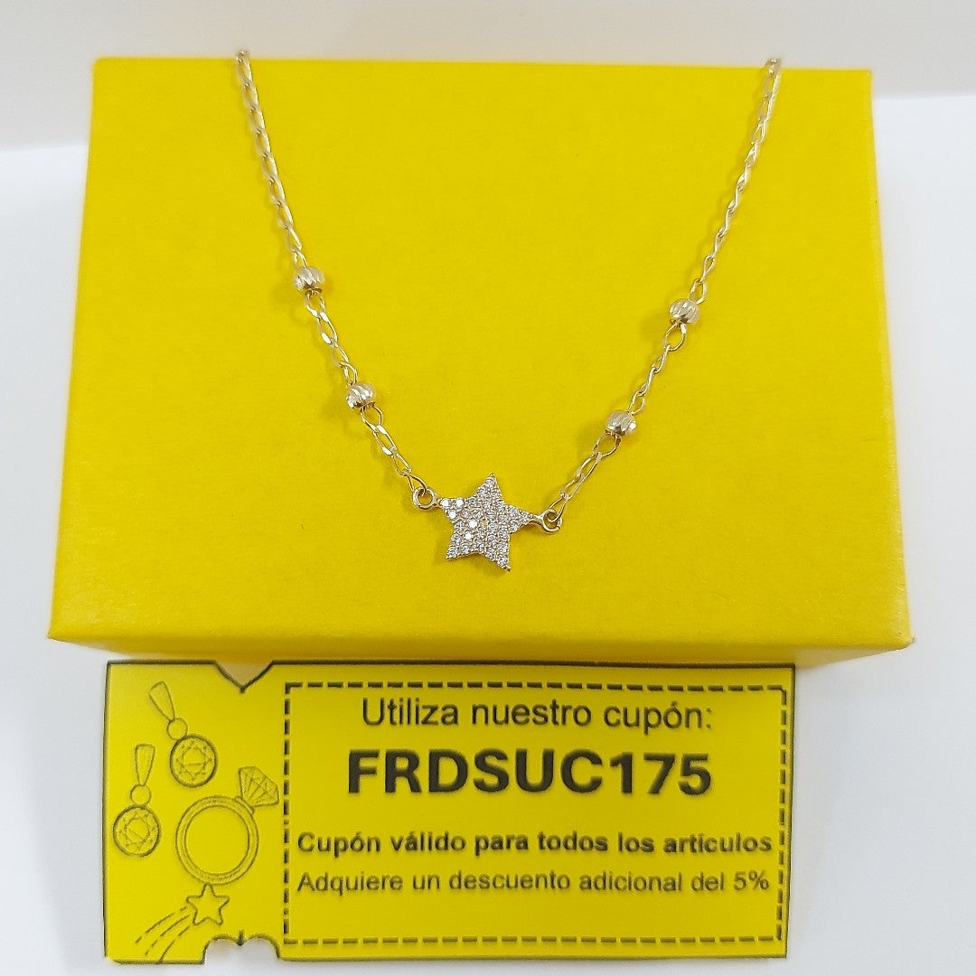 PULSERA ESPECIAL CON ESTRELLA Y CIRCONIAS 14K 18 CM 1.4 GR (NUEVO)