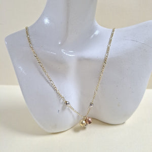 CADENA GARGANTILLA 3X1 CON ESFERAS COMBINADAS 14K 45 CM 3 GR (NUEVO)