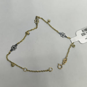 PULSERA ESPECIAL CON TREBOL 14K 18 CM 1.8 GR (NUEVO)