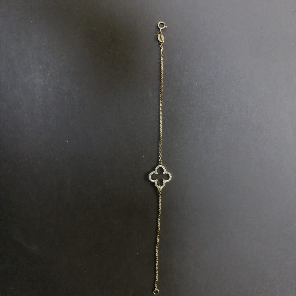 PULSERA TEJIDO ESPECIAL C CIRCONIAS 14K 18 CM 1.8 GR (NUEVO)