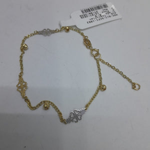 PULSERA ESPECIAL CON TREBOL 14K 18 CM 1.8 GR (NUEVO)