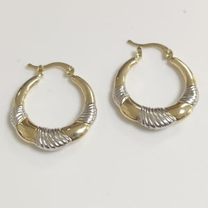 ARETES ARRACADAS HUECAS COMBINADAS 14K 2.5 GR (NUEVO)