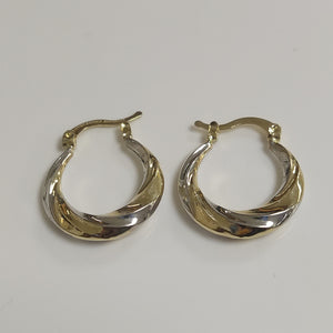 ARETES TEJIDO ARRACADA TRENZADA COMBINADA 14K 1.8 GR (NUEVO)