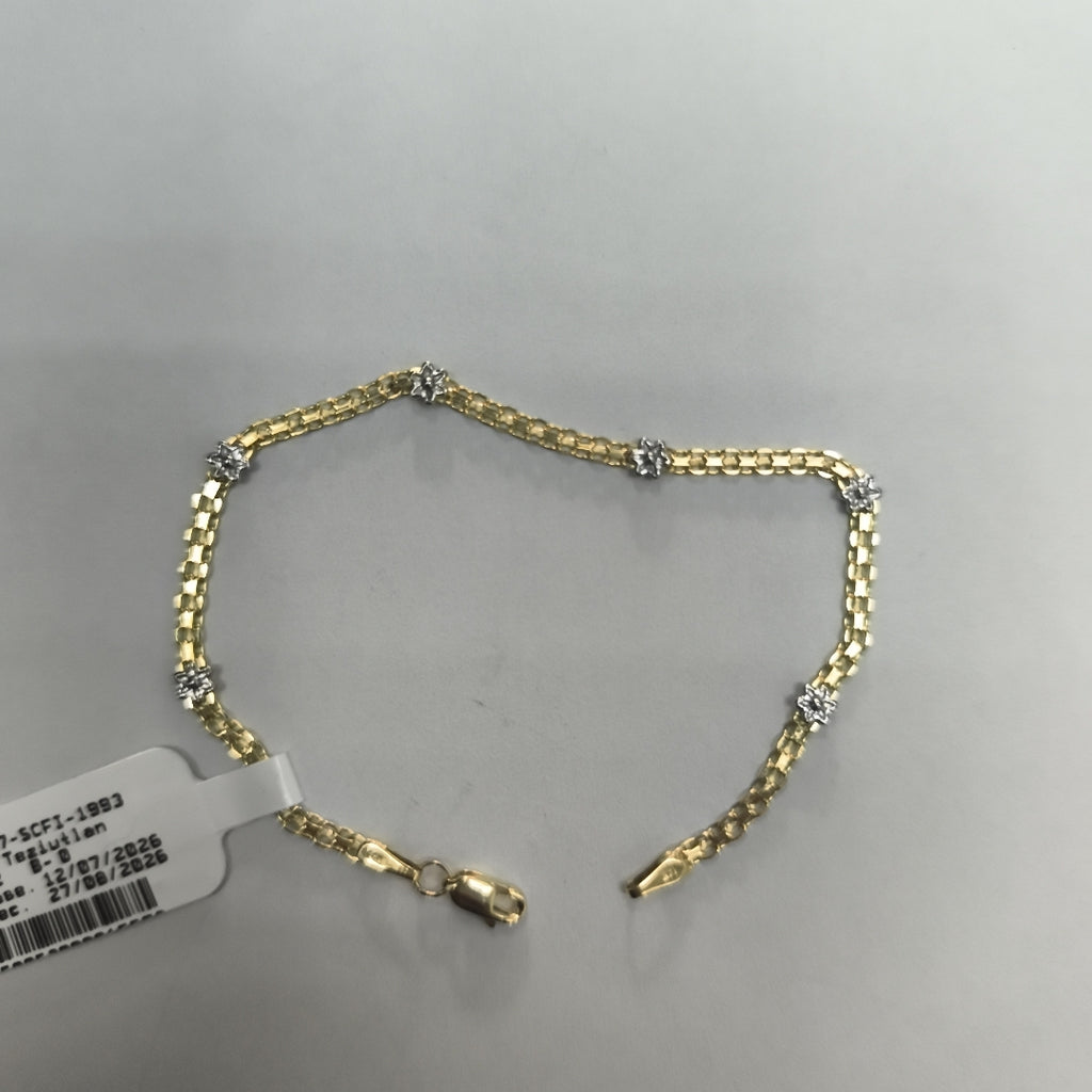 PULSERA ESPECIAL C FLORES 14K 18 CM 3 GR (NUEVO)