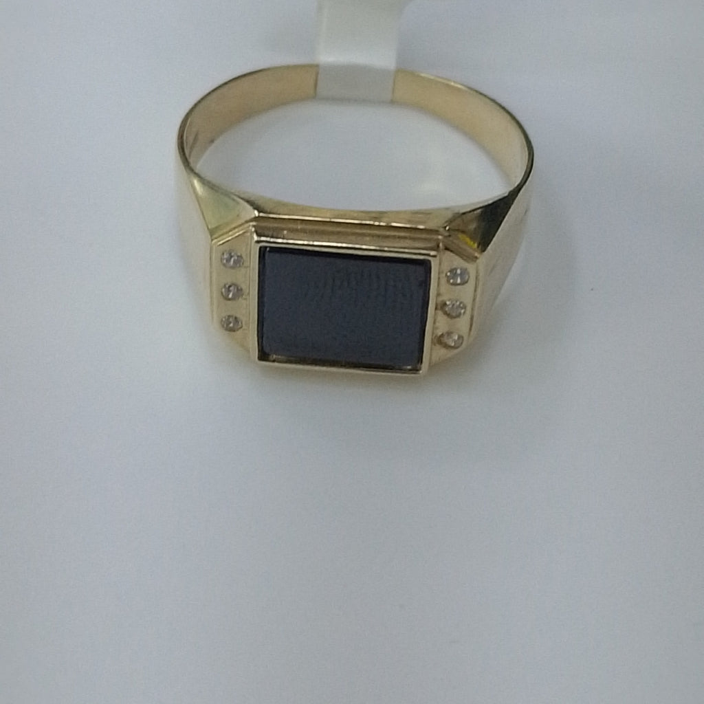 ANILLOS CON ONIX Y CIRCONIAS 10K TALLA 11 3.7 GR (NUEVO)