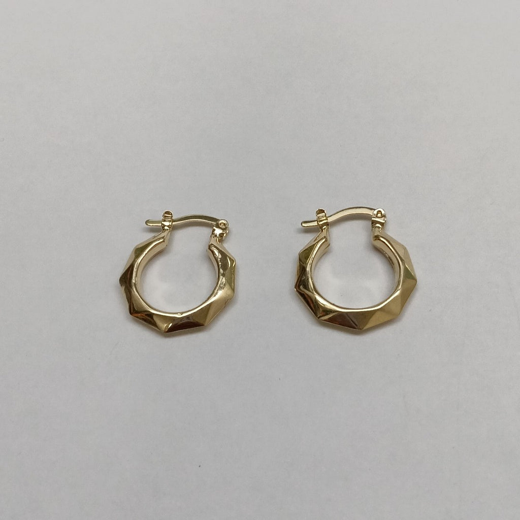 ARETES TEJIDO ARRACADAS FACETADAS 14K 1.7 GR (NUEVO)