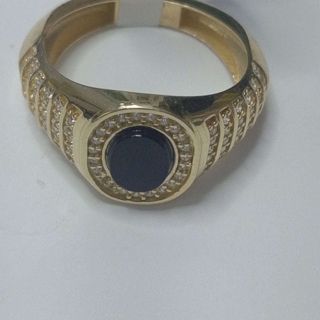 ANILLOS C ONIX Y CIRCONIAS 14K TALLA 11 5.4 GR (NUEVO)
