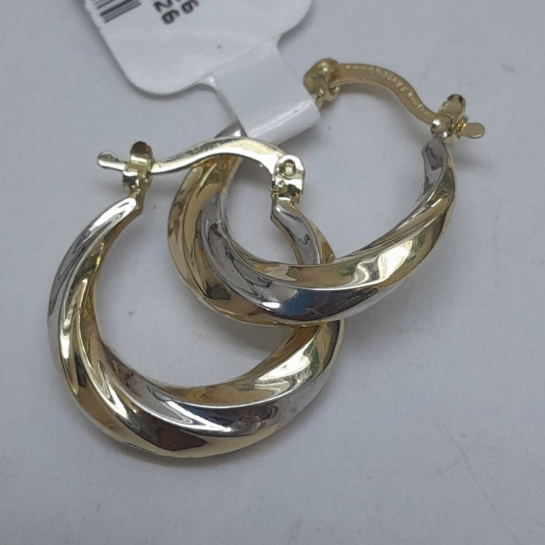 ARETES TEJIDO ARRACADA TRENZADA COMBINADA 14K 1.8 GR (NUEVO)