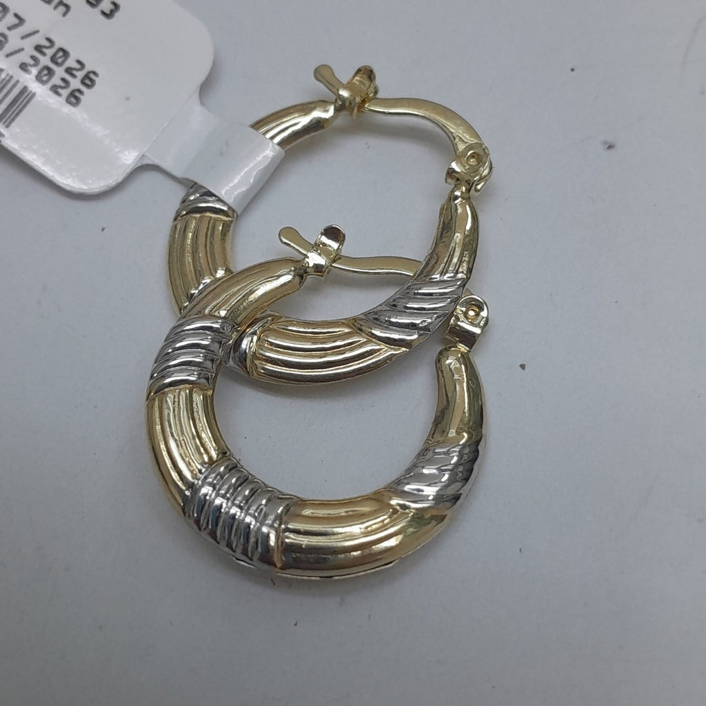 ARETES TEJIDO ARRACADAS COMBINADAS HUECAS 14K 1.9 GR (NUEVO)