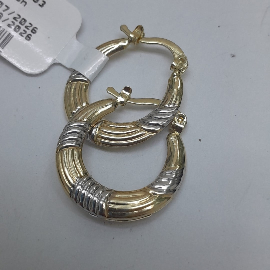 ARETES TEJIDO ARRACADAS COMBINADAS HUECAS 14K 1.9 GR (NUEVO)