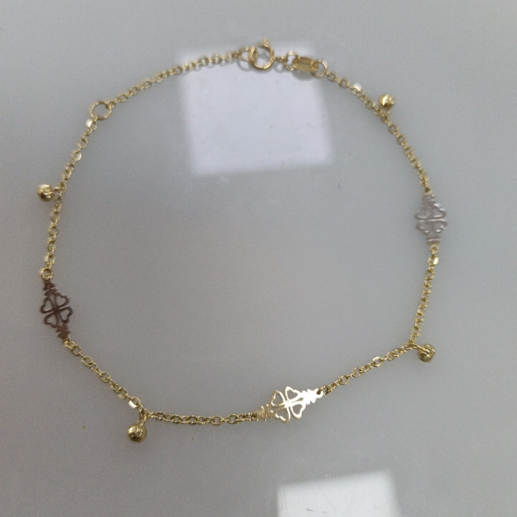 PULSERA ESPECIAL CON TREBOL 14K 18 CM 1.9 GR (NUEVO)