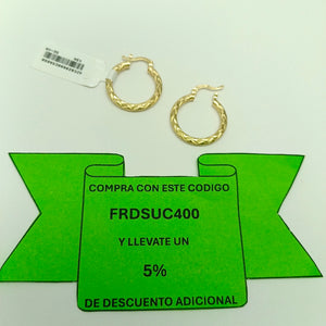 ARETES TEJIDO ARRACADA LABRADA 14K 2.7 GR (NUEVO)