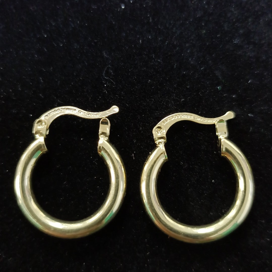 ARETES TEJIDO ARRACADAS LISAS 14K 1.6 GR (NUEVO)