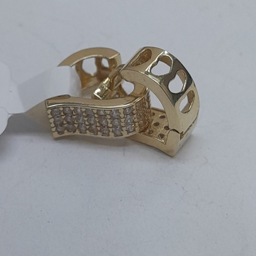 ARETES ARRACADAS CORAZON C CIRCONIAS 14K 2.2 GR (NUEVO)