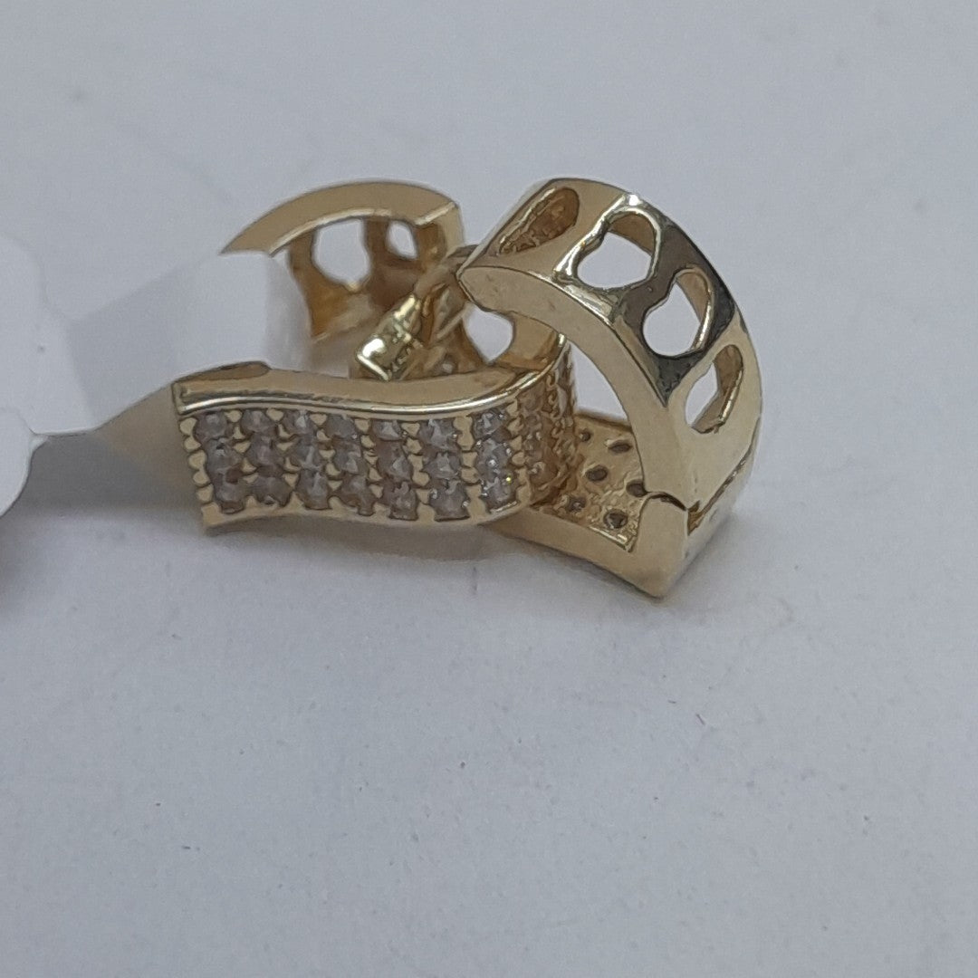 ARETES ARRACADAS CORAZON C CIRCONIAS 14K 2.2 GR (NUEVO)