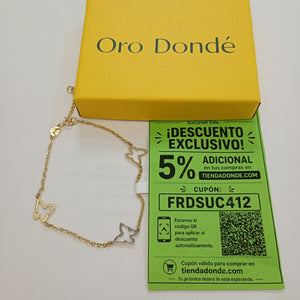 PULSERA ESPECIAL C MARIPOSAS 14K 18 CM 1.7 GR (NUEVO)