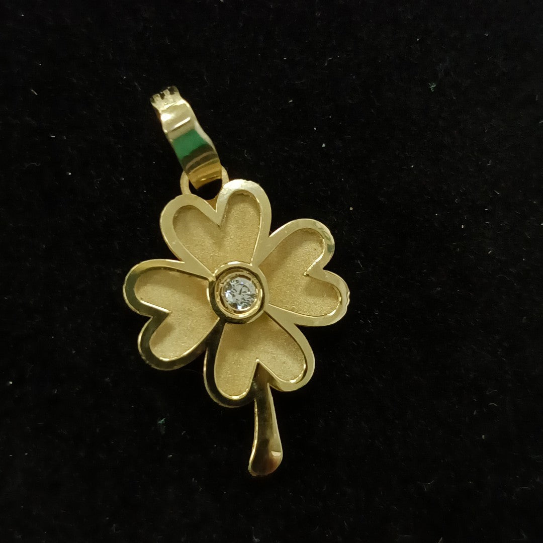 DIJE FIG TREBOL C CIRCONIA 14K 0.8 GR (NUEVO)