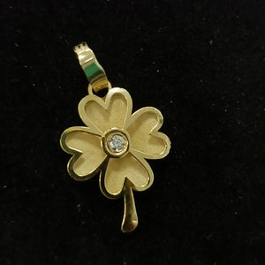 DIJE FIG TREBOL C CIRCONIA 14K 0.8 GR (NUEVO)