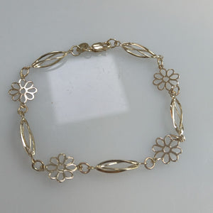 PULSERA ESPECIAL CON FLORES 14K 18 CM 2.7 GR (NUEVO)