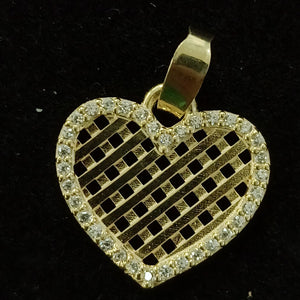 DIJE TEJIDO CORAZON CON CERCO DE CIRCONIAS 14K 1.2 GR (NUEVO)