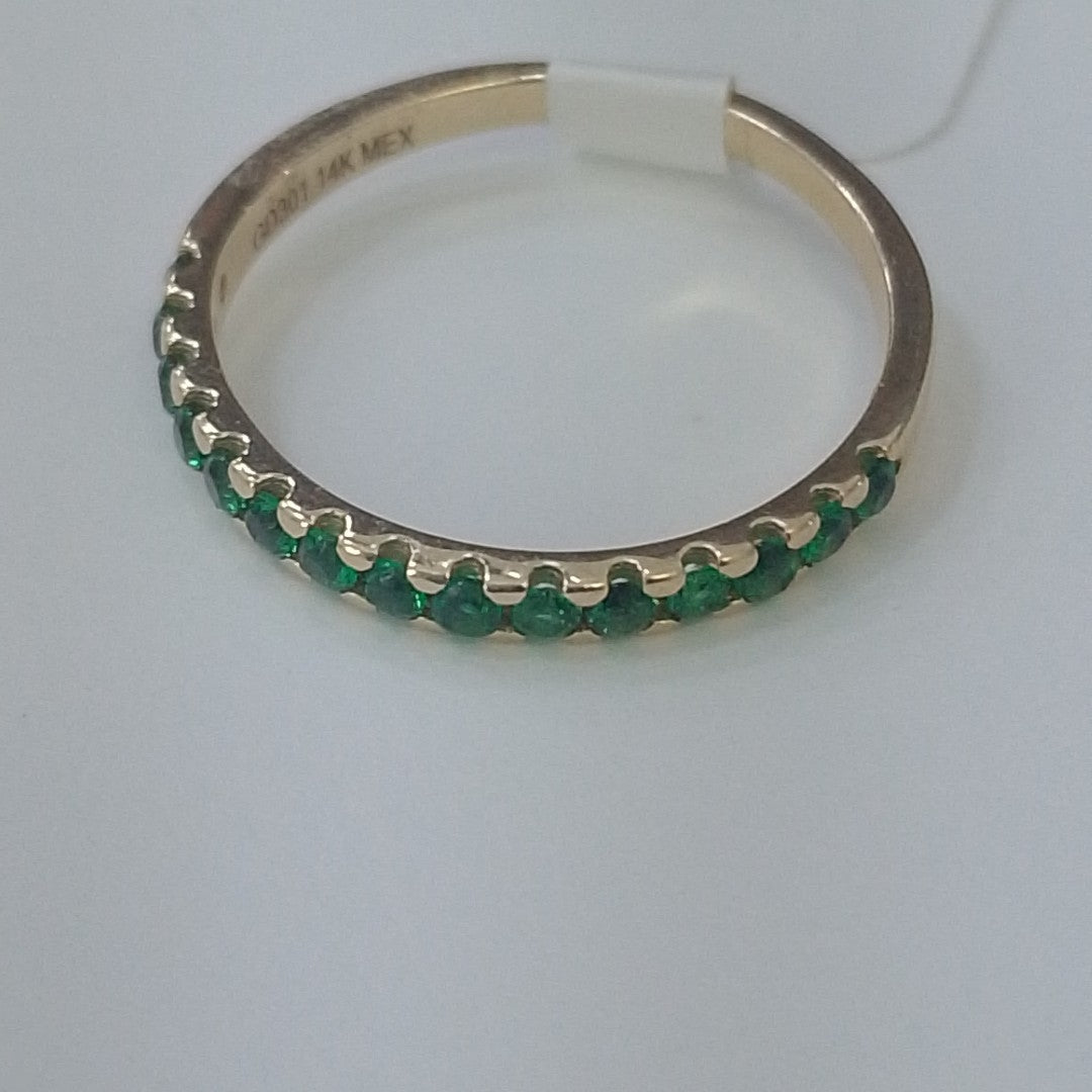 ANILLO ANILLITO MEDIA CHURUMBELA C PDRAS COLOR VERDE 14K 7 TALLA 1.5 GR (NUEVO)