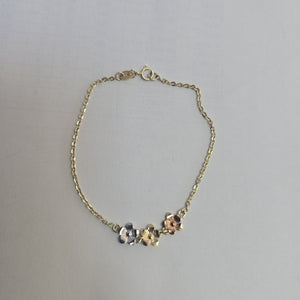 PULSERA TEJIDO ESPECIAL FIG FLORES 14K 18 CM 2.1 GR (NUEVO)