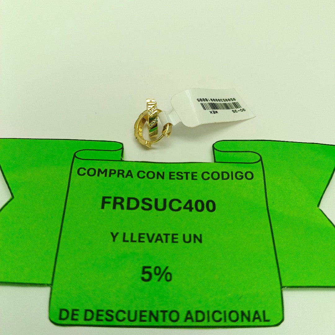 ARETES HUGGIES CON CIRCONIAS 14K 2.3 GR (NUEVO)