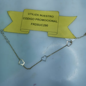 PULSERA ESPECIAL CON CORAZONES CONBINADOS 14K 18 CM 1.7 GR (NUEVO)