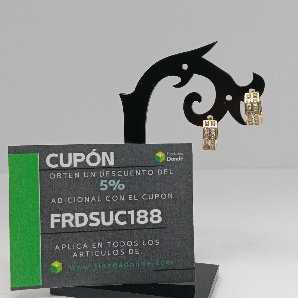 ARETES HUGGIES C CIRCONIAS 14K 1.7 GR (NUEVO)