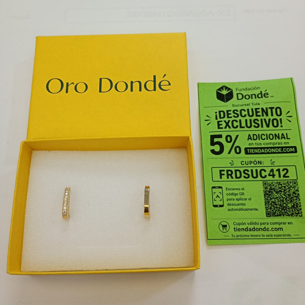ARETES HUGGIES OVALADA C CIRCONIAS 14K 2.5 GR (NUEVO)