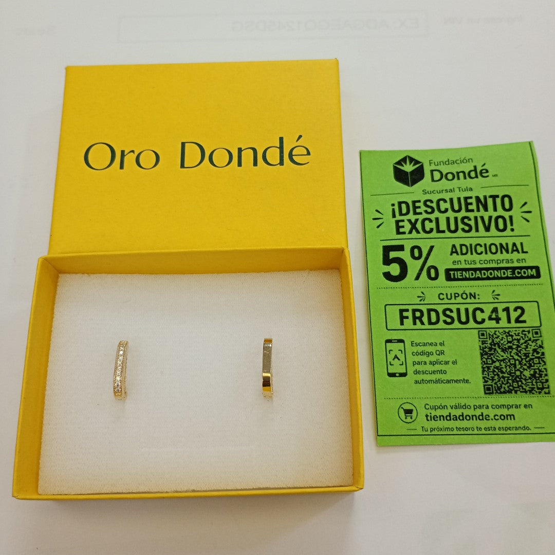 ARETES HUGGIES OVALADA C CIRCONIAS 14K 2.5 GR (NUEVO)