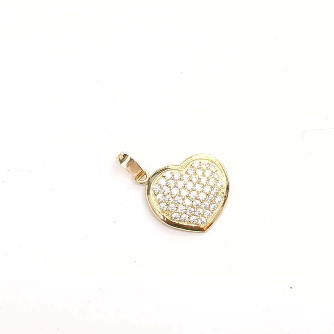 DIJE TEJIDO CORAZON CON CIRCONIAS 14K 1.8 GR (NUEVO)