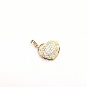 DIJE TEJIDO CORAZON CON CIRCONIAS 14K 1.8 GR (NUEVO)