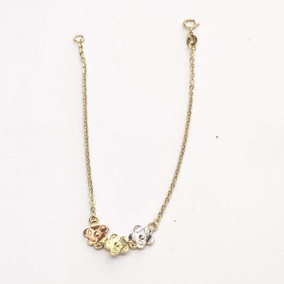PULSERA TEJIDO ESPECIAL FIG FLORES 14K 18 CM 2 GR (NUEVO)