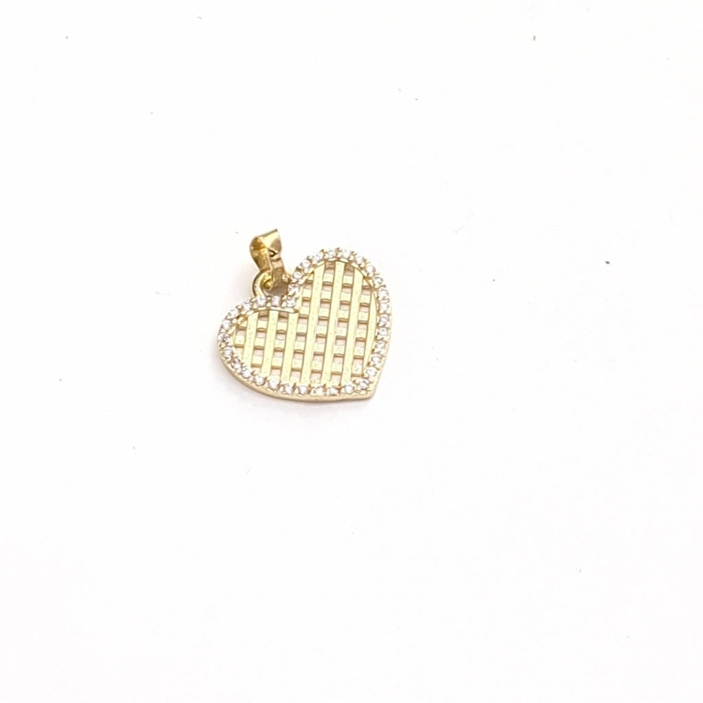 DIJE TEJIDO CORAZON CON CERCO DE CIRCONIAS 14K 1.1 GR (NUEVO)