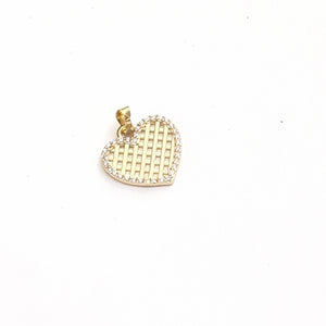 DIJE TEJIDO CORAZON CON CERCO DE CIRCONIAS 14K 1.1 GR (NUEVO)