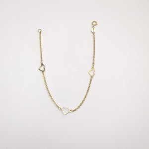 PULSERA ESPECIAL CON CORAZONES 14K 18 CM 1.2 GR (NUEVO)