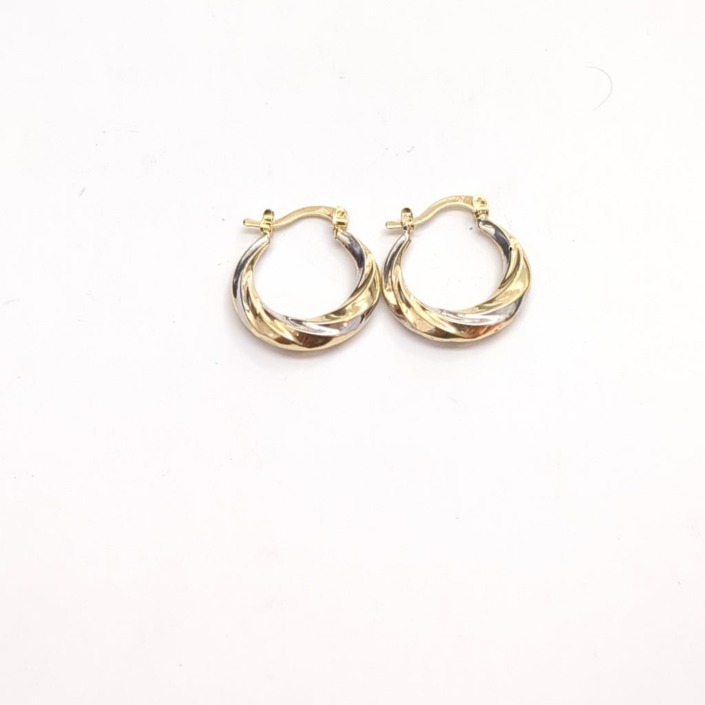 ARETES TEJIDO ARRACADA TRENZADA COMBINADA 14K 1.9 GR (NUEVO)