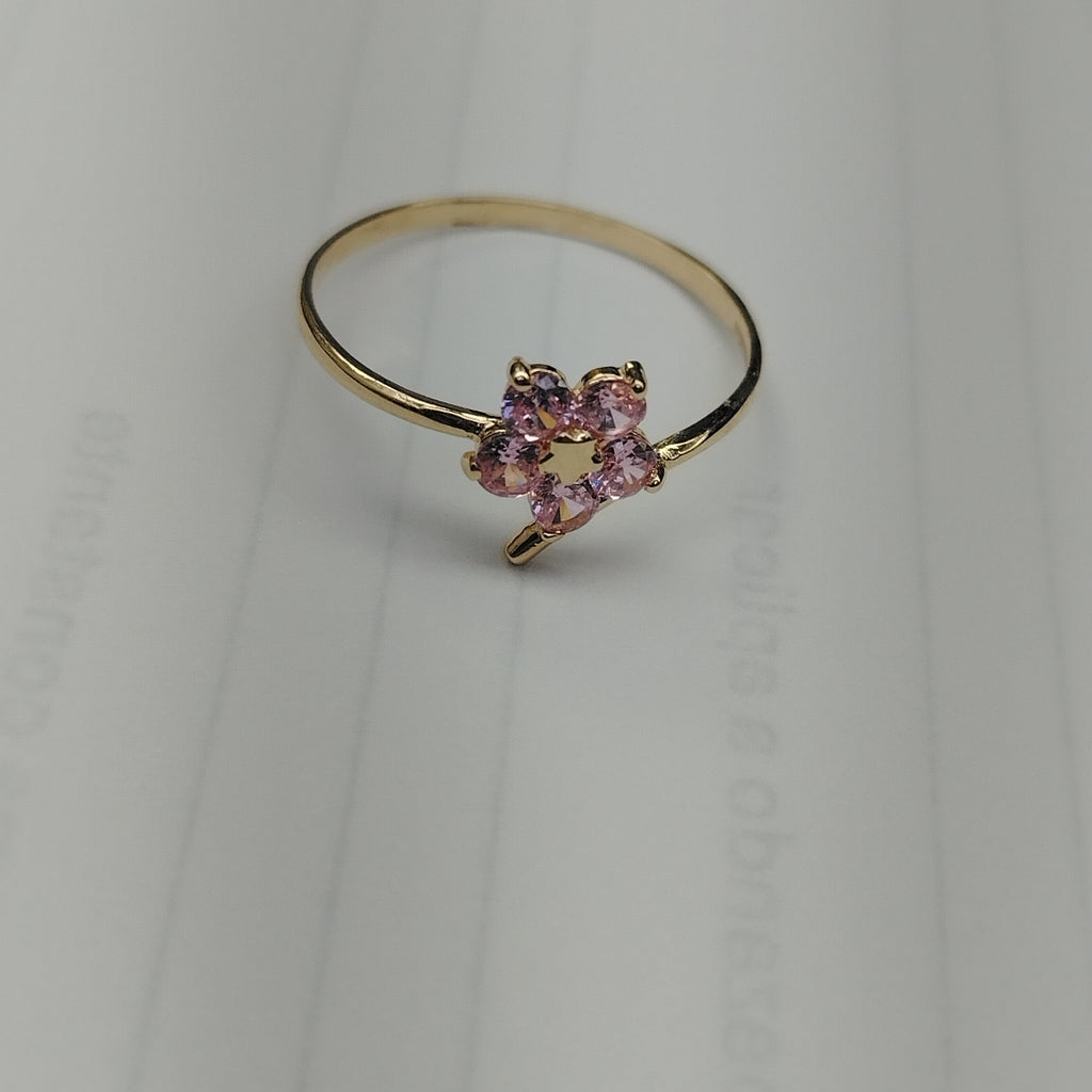 ANILLOS FIG FLOR CON PDRAS COL ROSA 14K TALLA 8 1 GR (NUEVO)