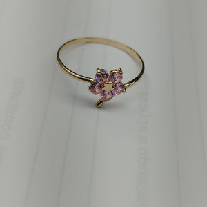 ANILLOS FIG FLOR CON PDRAS COL ROSA 14K TALLA 8 1 GR (NUEVO)