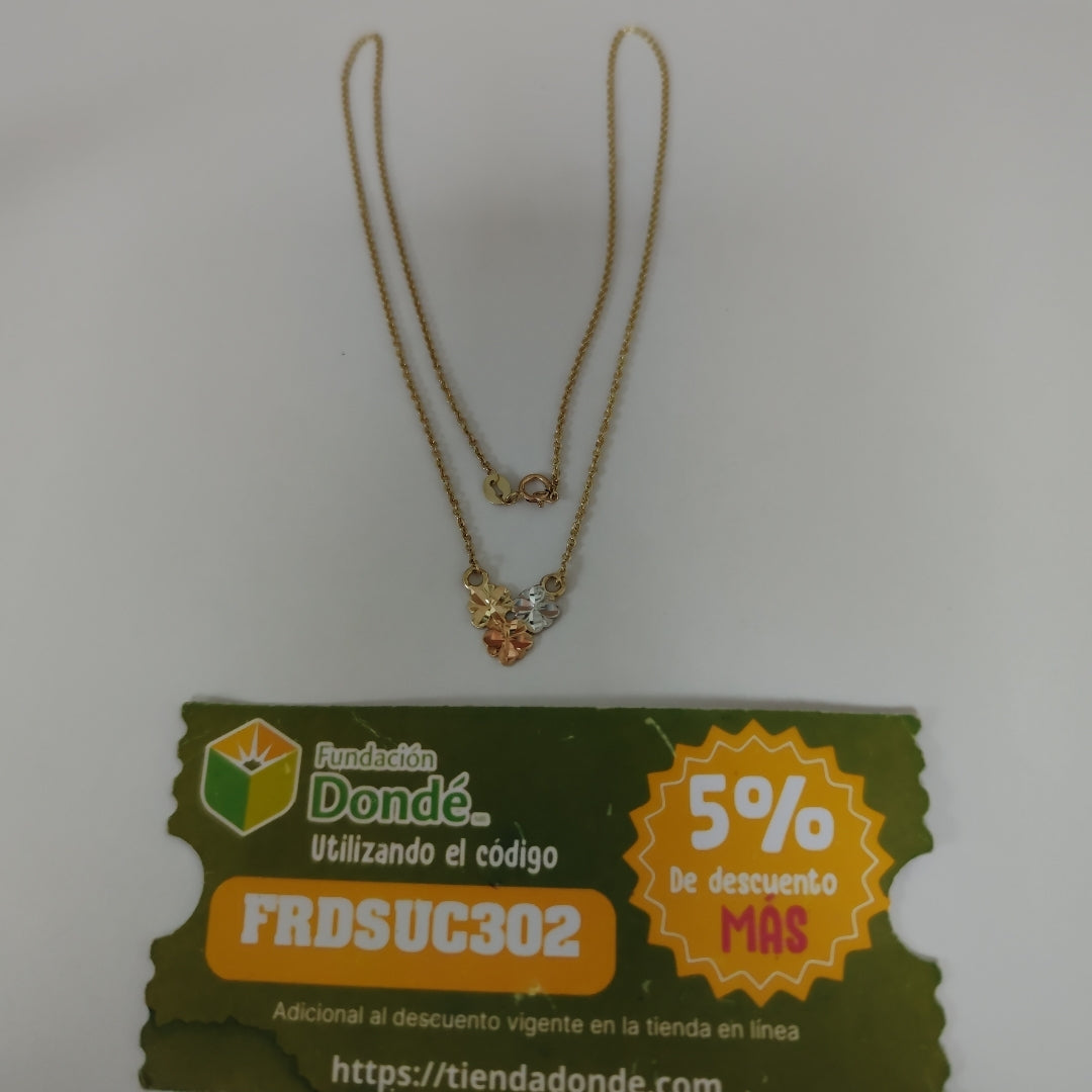CADENA TEJIDO GARGANTILLA ESPECIAL C FLORES 14K 45 CM 2.9 GR (NUEVO)
