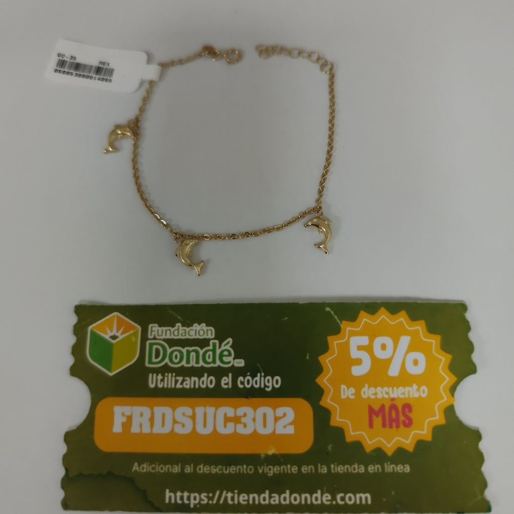 PULSERA ESPECIAL CON DIJES DELFINES 10K 18 CM 2 GR (NUEVO)