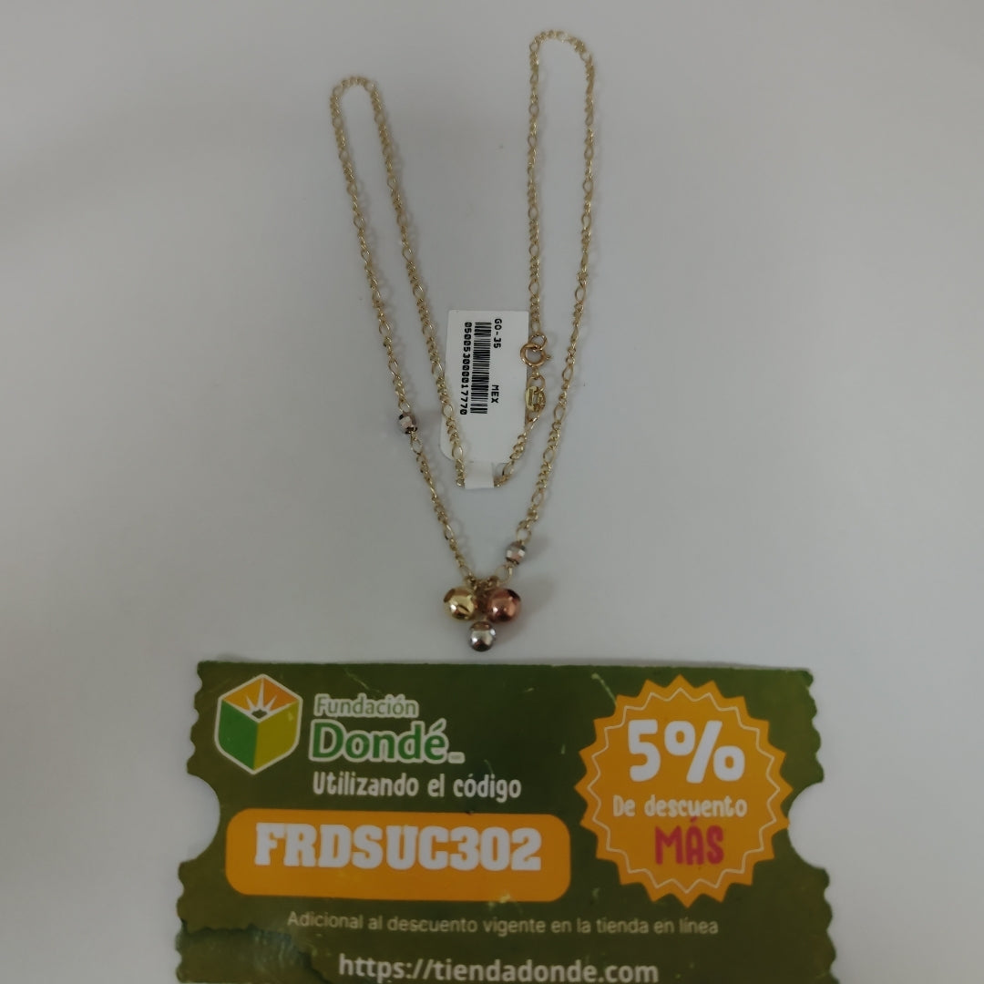 CADENA GARGANTILLA 3X1 CON ESFERAS COMBINADAS 14K 45 CM 3.1 GR (NUEVO)