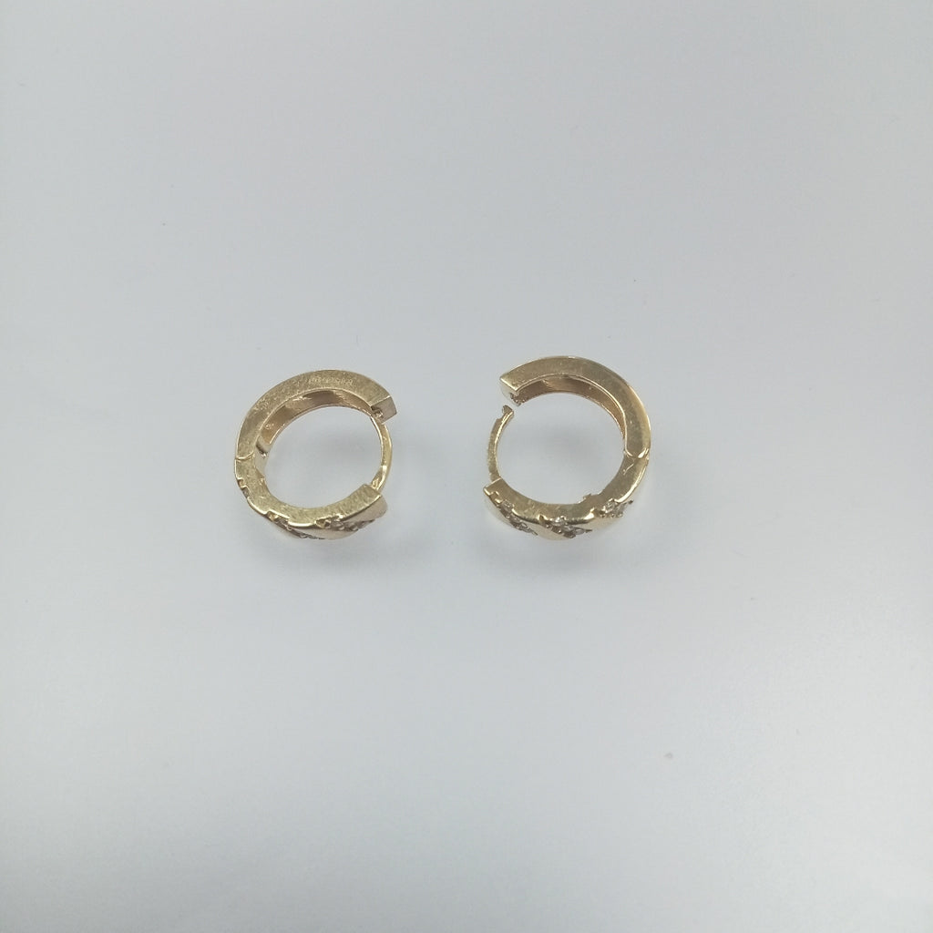 ARETES HUGGIES CON CIRCONIAS 14K 2.3 GR (NUEVO)