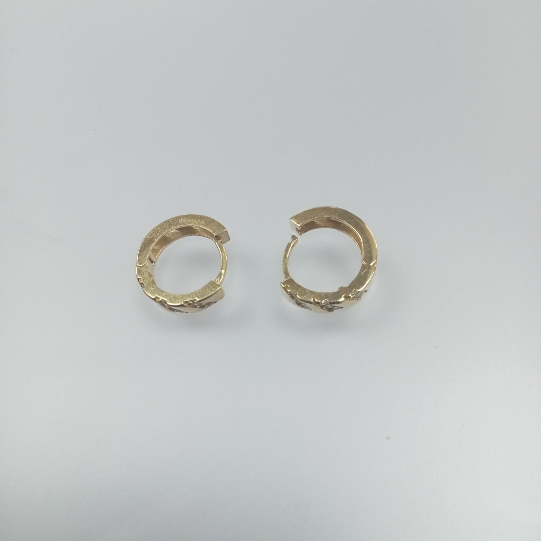 ARETES HUGGIES CON CIRCONIAS 14K 2.3 GR (NUEVO)