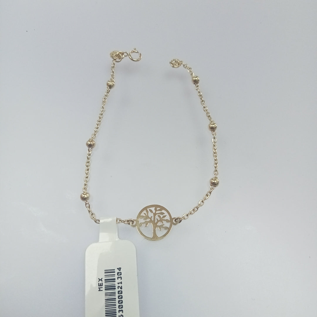 PULSERA TEJIDO ESPECIAL ARBOL 14K 18 CM 1.7 GR (NUEVO)