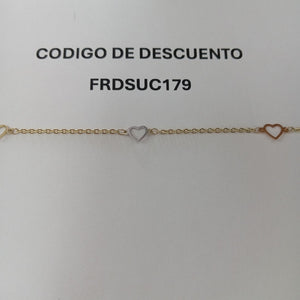 PULSERA ESPECIAL CON CORAZONES 14K 18 CM 1.3 GR (NUEVO)