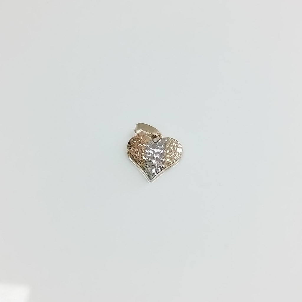 DIJE TEJIDO CORAZON LABRADO COMBINADO 14K 1.2 GR (NUEVO)